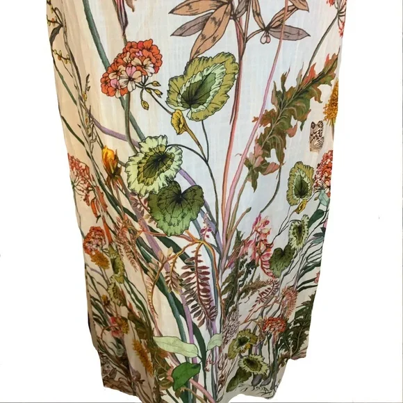 I.N.C. CREAM & GREEN BOTANICAL PRINT KAFTAN STYLE MAXI DRESS NWT (M) - Picture 8 of 13